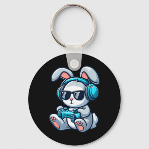 Porte-clés Lapin de gamer drôle de jour de Pâques Printemps d