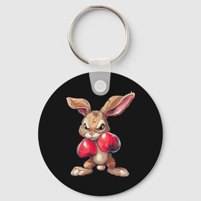 Porte-clés Lapin de Pâques Boxeur Boxe Kickboxing Arts Martia (Recto)