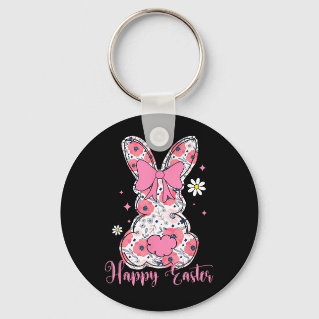 Porte-clés Lapin de Pâques Coquette Arc Femme Fille (Recto)