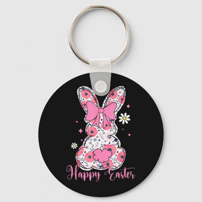 Porte-clés Lapin de Pâques Coquette Arc Lapin Femmes Fille (Recto)