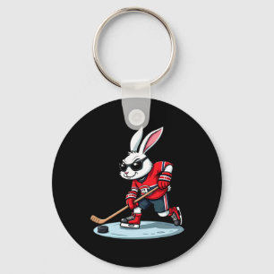 Porte-clés Lapin de Pâques jouant au hockey 