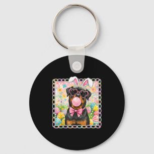 Porte-clés lapin de Pâques oreilles de chien drôle rottweiler