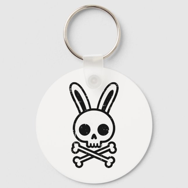 Porte-clés Lapin de Pâques Skull Cross Bones Rabbit Goth Homm (Recto)