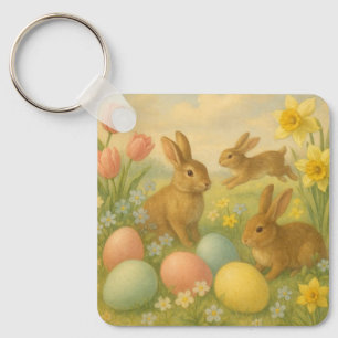 Porte-clés Lapin de Pâques vintage/Œuf de Pâques/Printemps