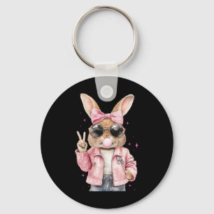 Porte-clés Lapin de Printemps Léopard soufflant du Bubble Gum