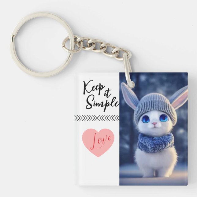 Porte-clés Lapin d'Hiver Mignon (Devant)