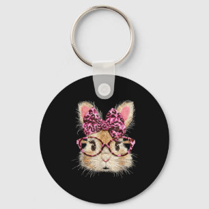Porte-clés Lapin drôle visage lunettes bandana léopard lapin