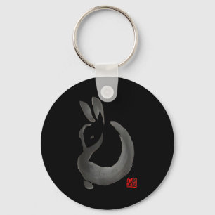 Porte-clés Lapin encre minimaliste encre art japonais design