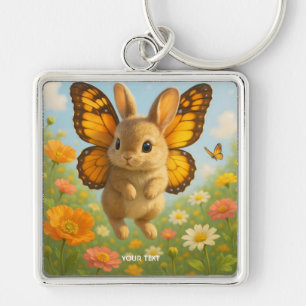 Porte-clés Lapin fantaisie mignon fleurs ailes