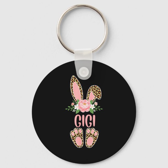 Porte-clés Lapin gigi léopard floral joyeuses pâques printemp (Recto)