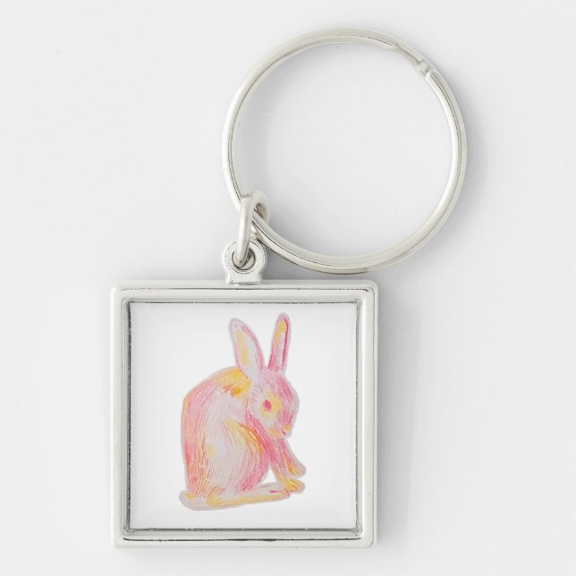 Porte-clés Lapin mignon à main rose (Devant)