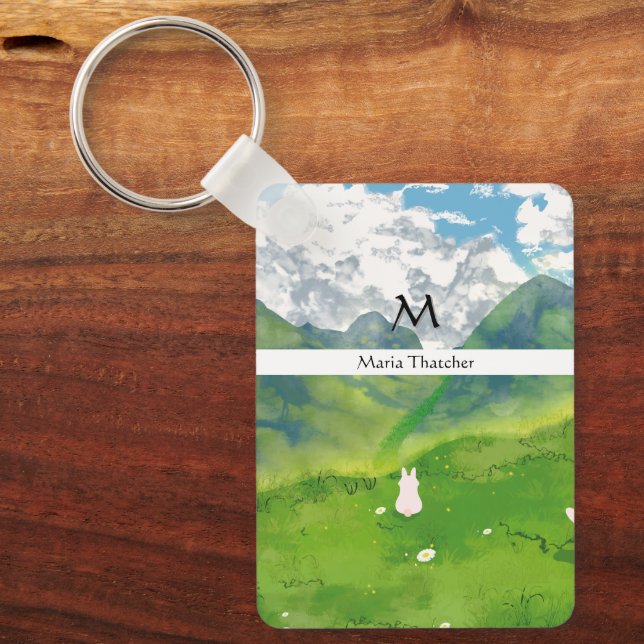 Porte-clés Lapin Mignon à Mountain View Personnaliser (Recto)