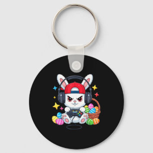 Porte-clés Lapin mignon avec écouteurs jeu de Pâques 