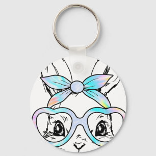 Porte-clés Lapin Mignon Visage Tie Dye Filles Heureuses Eas