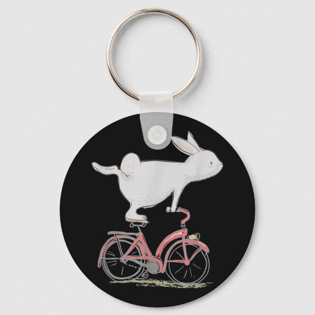 Porte-clés Lapin Mignonne Sur Vélo Vélo Vélo Vélo Vélo (Recto)