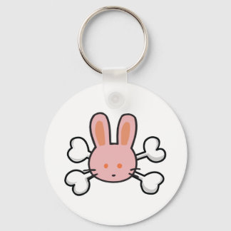 Porte-clés lapin rose Crâne et os croisés
