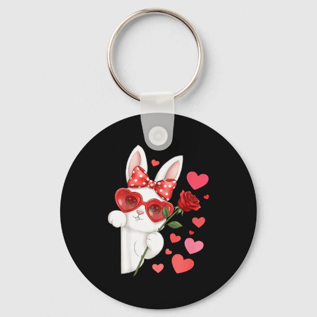 Porte-clés Lapin Saint-Valentin Lapin Coquette Arc Femme (Recto)