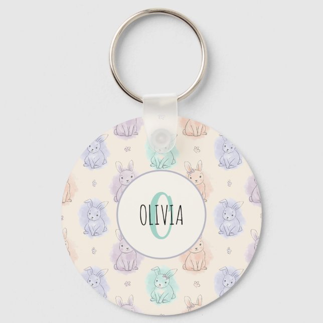 Porte-clés Lapins Monogramme de Croquis Enjoués (Recto)