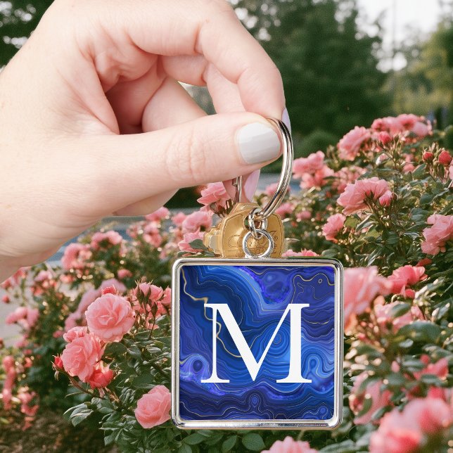 Porte-clés Lapis Lazuli Monogrammé (Monogrammed Lapis Lazuli Keychain)