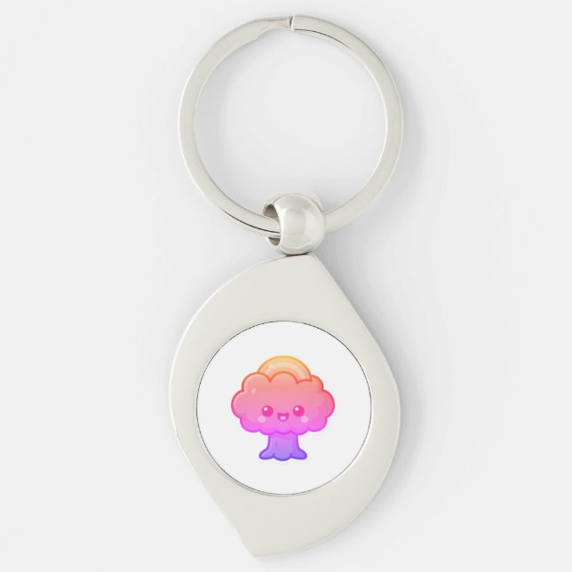 Porte-clés L'arbre convivial Kawaii (Devant)