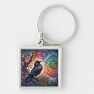 Porte-clés L'arbre de vie mandala païen corbeau