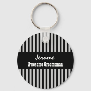 Porte-clés L'argent noir nommé fait sur commande de GROOMSMAN