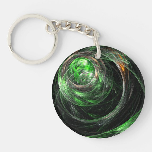 Porte-clés L'art Abstrait vert du monde entier (Devant)
