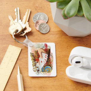 Porte-clés L'art de l'étiquette de cigare vintage Straight Fl