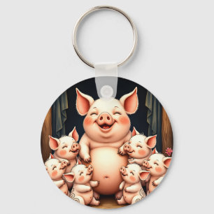 Porte-clés L'art du cochon - Mère et porcelets