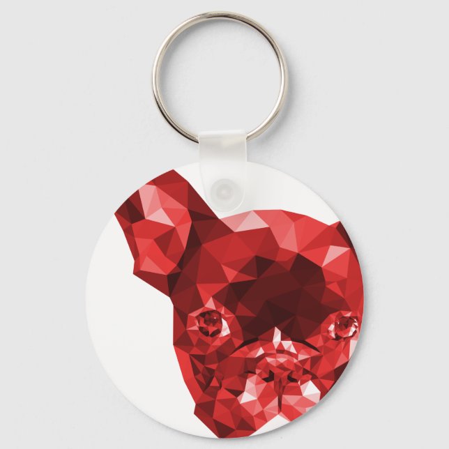 Porte-clés L'art en rouge de Bulldog Low Poly (Recto)