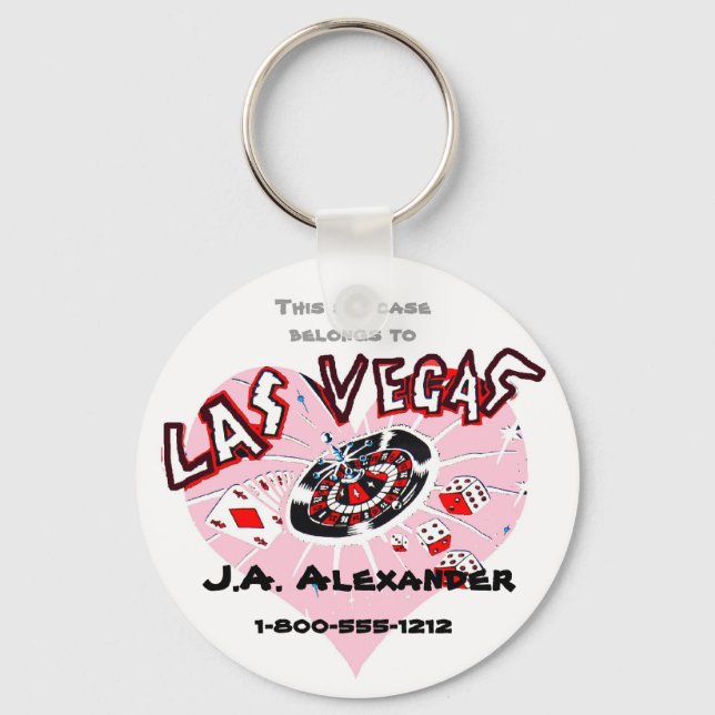 Porte-clés Las Vegas Pink Heart Baggage I.D. (Recto)