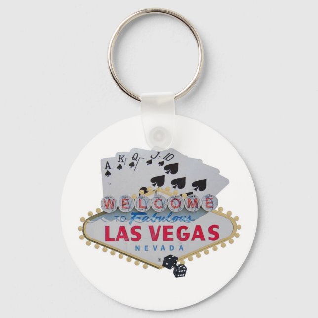 Porte-clés Las Vegas Royal Flush Keychain with set of dice (Recto)