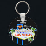 Porte-clés Las Vegas Wedding Favor<br><div class="desc">Fête de mariage Las Vegas - un porte - clé personnalisé avec le célèbre accueil à l'enseigne fabuleuse Las Vegas. Changez le texte ainsi que la couleur et le style de police en cliquant sur personnaliser,  puis sur l'écran suivant sélectionnez "cliquer pour customiser plus loin".</div>