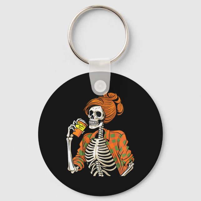Porte-clés Latte d'épice Citrouille de squelette d'Halloween (Recto)