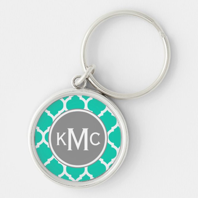 Porte-clés Lattice marocain turquoise gris (Devant)