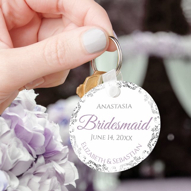 Porte-clés Lavande-cadeau Mariage Bridesmaid violet et gris (Créateur téléchargé)