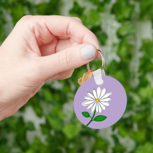 Porte-clés Lavande Daisy | Charme Floral Dessiné à (main)