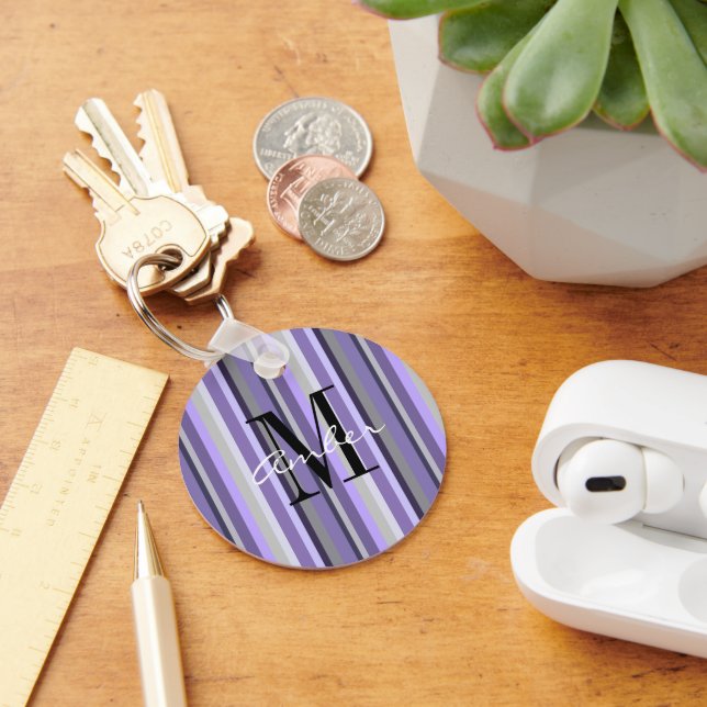 Porte-clés Lavande Violet Gris Vertical Personnalisé (Bureau)