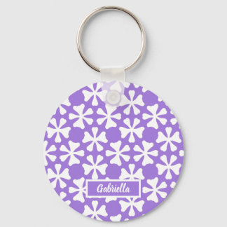 Porte-clés Lavender and White Modern Geometric Floral Pattern