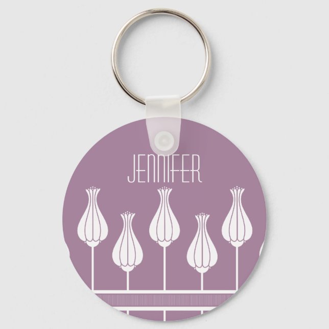 Porte-clés Lavender Art Deco Floral Keychain (Recto)