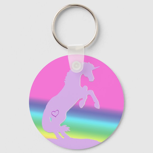 Porte-clés Lavender Unicorn Silhouette (arrière - plan arc-en (Recto)