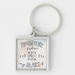 Porte-clés L'aventure du voyageur du monde est où mon coeu