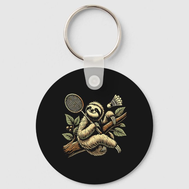 Porte-clés Lazy Sloth Dminton Player Shutting 1 (Recto)