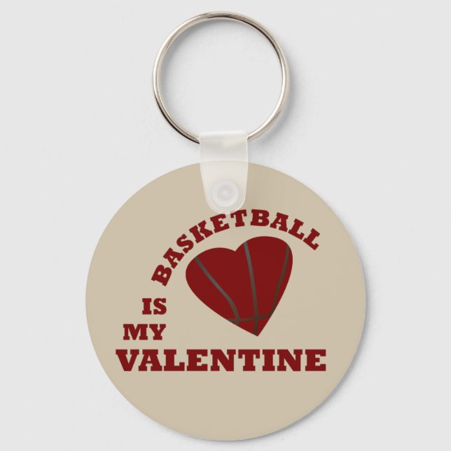 Porte-clés le basket-ball est ma valentine avec une balle rou (Recto)
