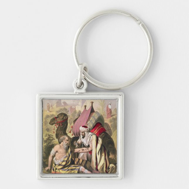 Porte-clés Le bon Samaritain, d'une bible imprimée par (Devant)