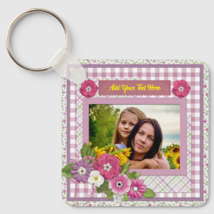 Porte-clés Le cadre photo personnalisé avec texte personnalis