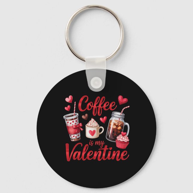 Porte-clés Le café est ma boisson glacée Cupcake de la Saint- (Recto)