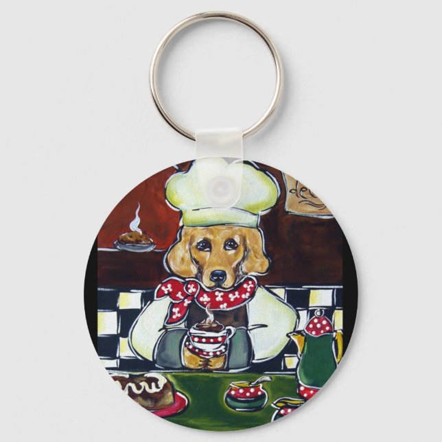 Porte-clés Le Café Golden Retriever (Recto)