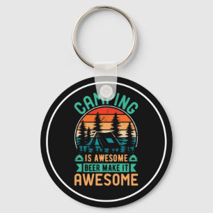 Porte-clés Le camping est génial, la bière le rend encore plu