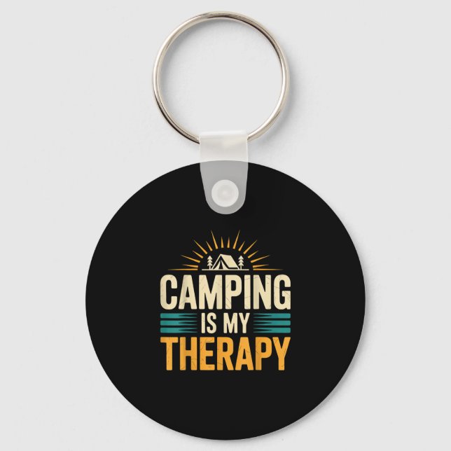 Porte-clés Le camping est ma thérapie  (Recto)